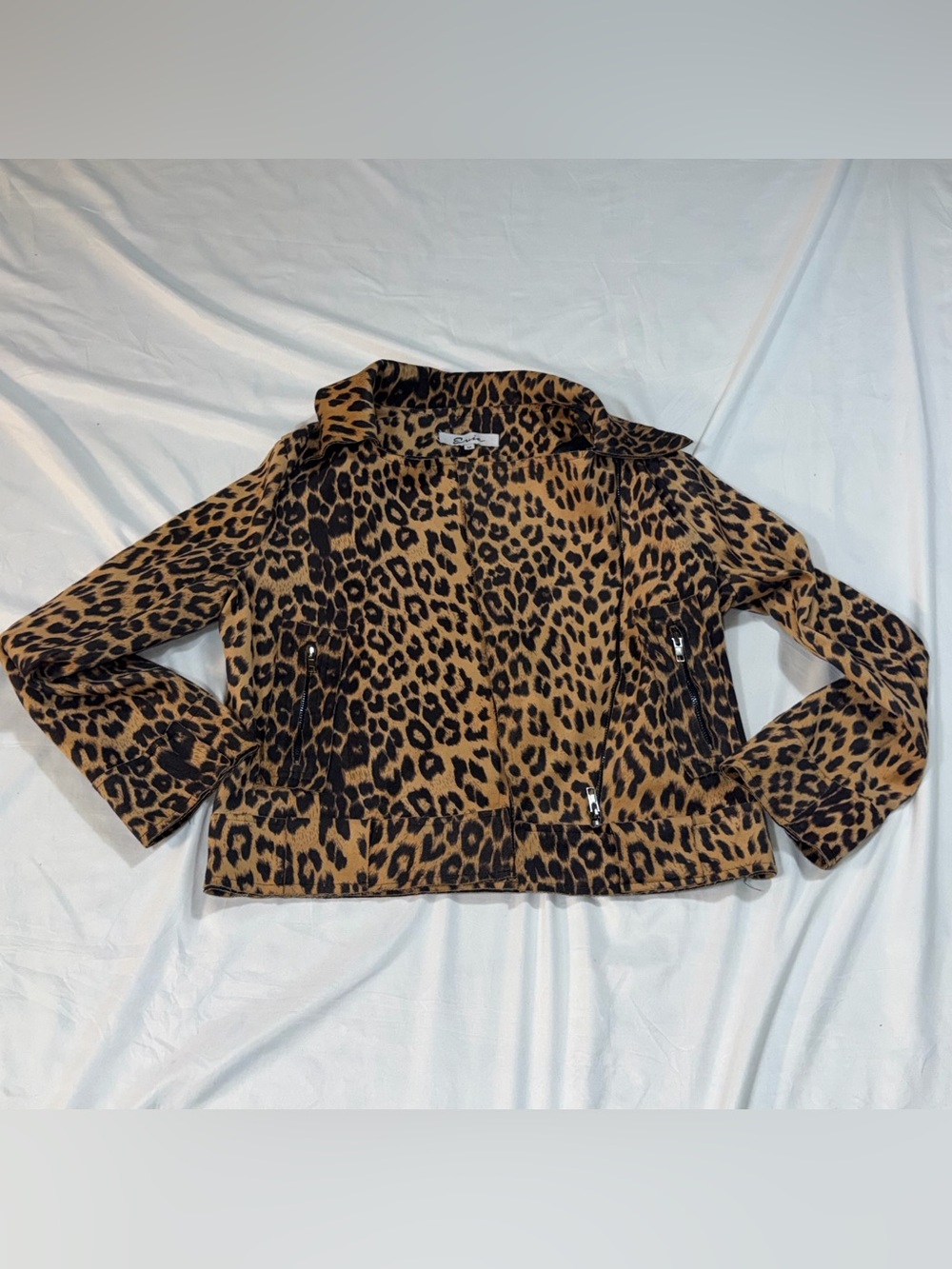 EVIE Leopard Print Zip Jacket Women’s M Y2K Animal Print Statement P53